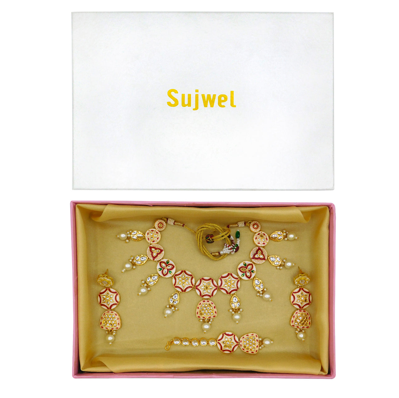 Sujwel Kundan and Meenakari Necklace Set (08-0471)
