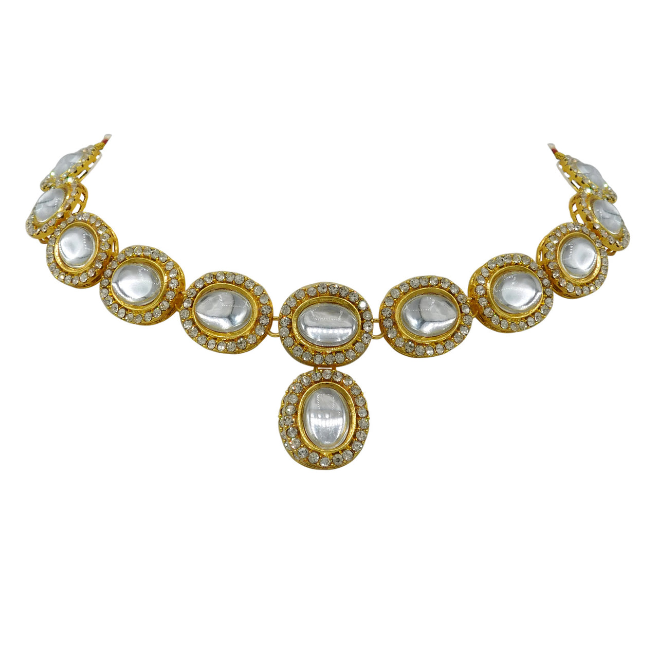 Gold-Plated Kundan Necklace and Earrings (08-0487)