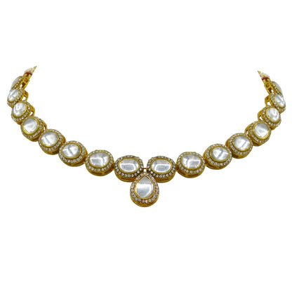 Gold-Plated Kundan Necklace and Earrings (08-0488)