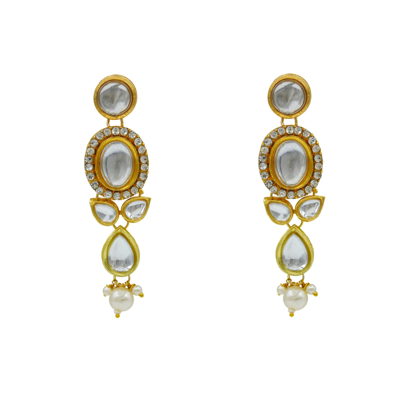Sujwel Gold Kundan crystal Jewellery Set (08-0480)