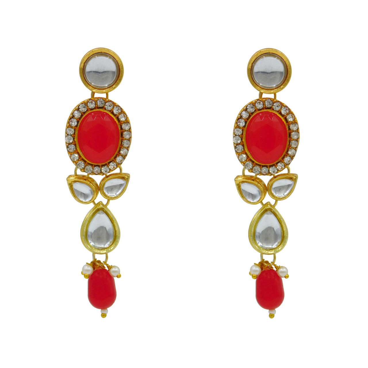 Sujwel Gold Kundan crystal Jewellery Set (08-0480)
