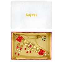 Thumbnail for Sujwel Gold Kundan crystal Jewellery Set (08-0480)