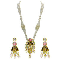 Thumbnail for Sujwel Kundan Meenakari Mala Set (08-0485)