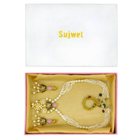 Thumbnail for Sujwel Kundan Meenakari Mala Set (08-0485)