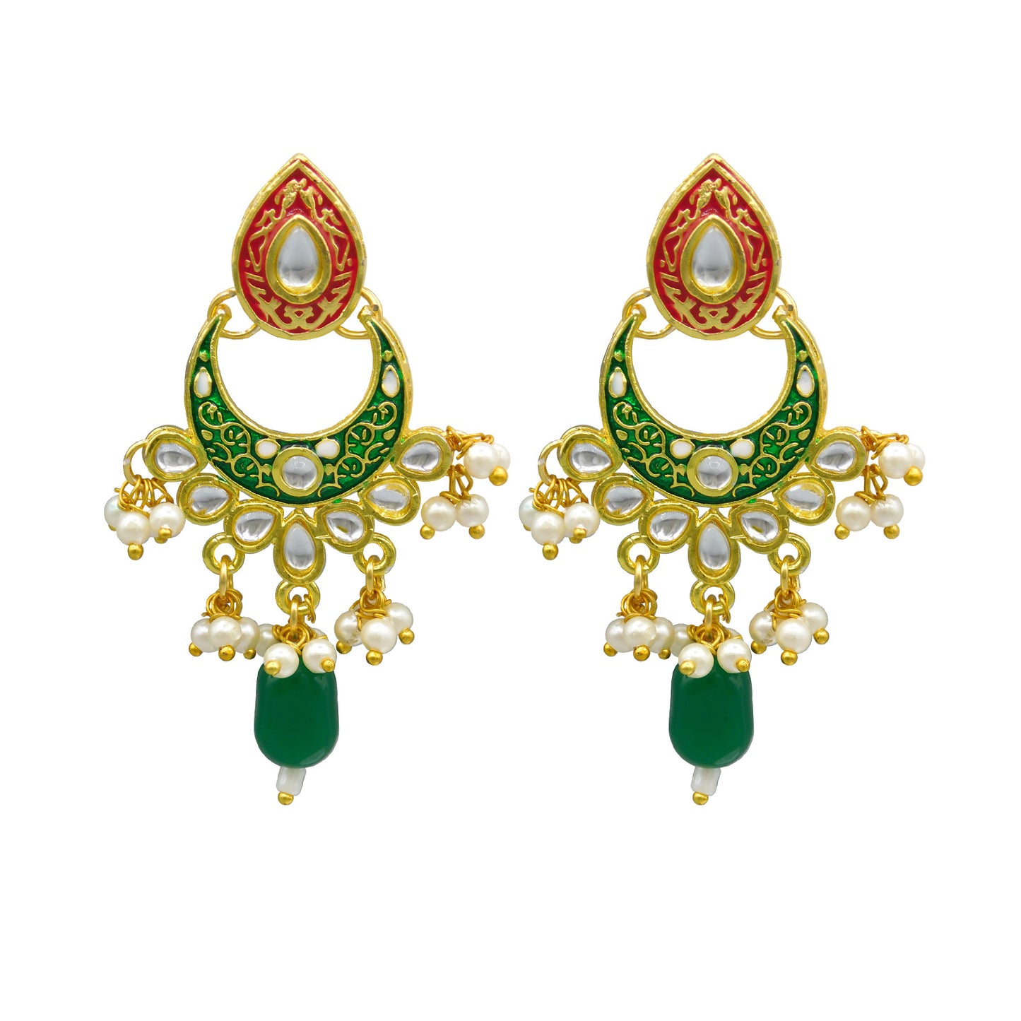 New Sujwel Hathi Dant Gold Necklace Set (08-0489)