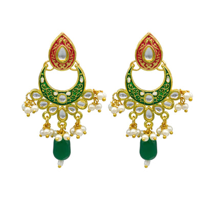 New Sujwel Hathi Dant Gold Necklace Set (08-0489)