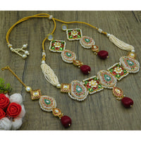 Thumbnail for Sujwel Gold Plated Kundan Meenakari Choker Necklace Set for woman (08-0451)