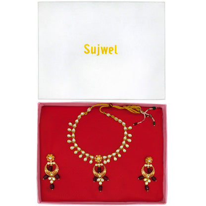 Sujwel Kundan Mina jewellery set (08-0461)