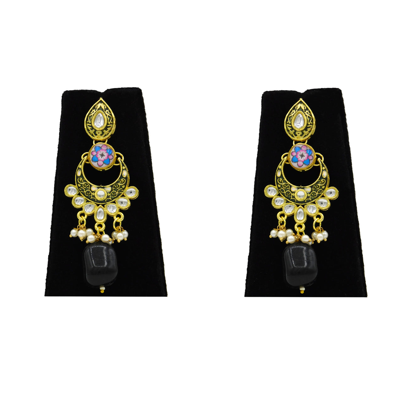 Sujwel Women's Kundan and Meenakari Gold Plated Stoned Design Earrings