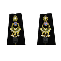 Thumbnail for Sujwel Women's Kundan and Meenakari Gold Plated Stoned Design Earrings