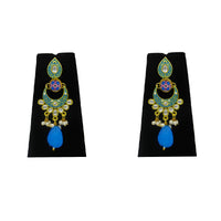 Thumbnail for Sujwel Women's Kundan and Meenakari Gold Plated Stoned Design Earrings