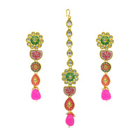 Thumbnail for Sujwel Gold Plated Kundan Floral Design Choker Necklace Set For woman (08-0448)