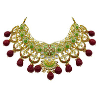Thumbnail for Sujwel Gold Plated Kundan Floral Design Choker Necklace For Women (08-0439)