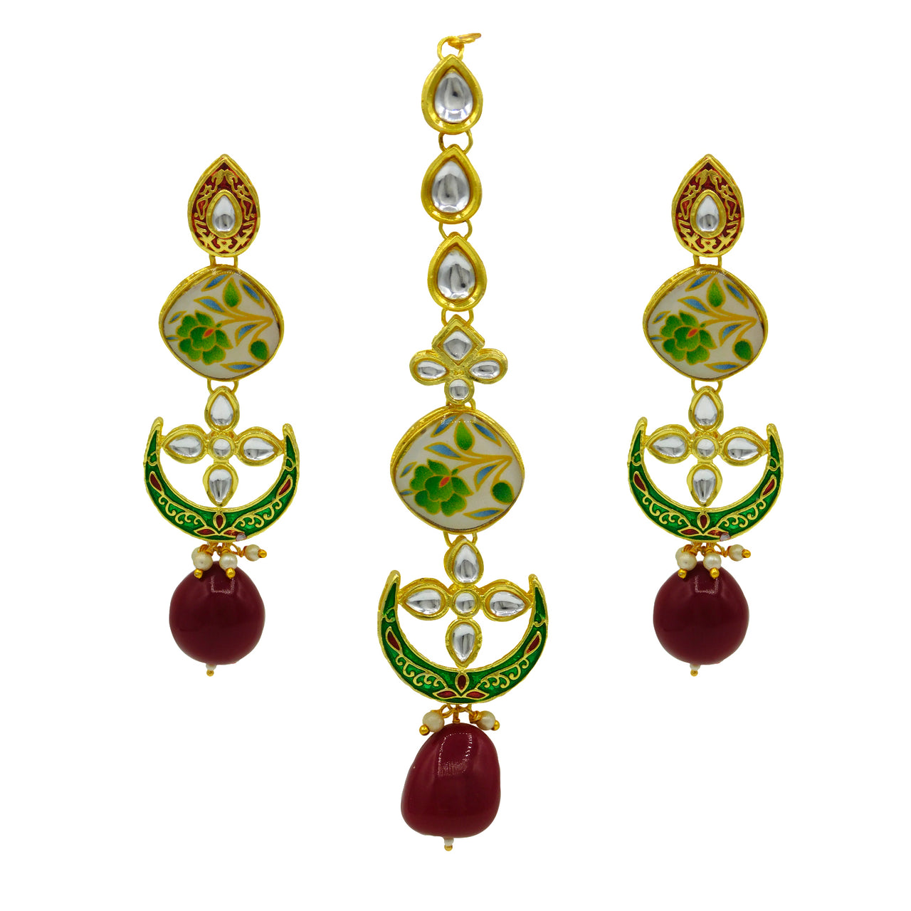 Sujwel Gold Plated Kundan Floral Design Choker Necklace For Women (08-0439)