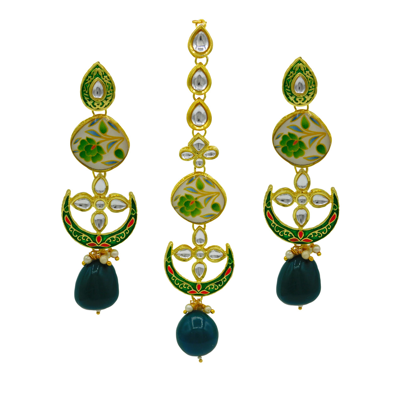 Sujwel Gold Plated Kundan Floral Design Choker Necklace For Women (08-0439)