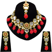 Thumbnail for Sujwel Gold Plated Kundan Design Choker Necklace Set (08-0442) - Sujwel