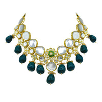 Thumbnail for Sujwel Gold Plated Kundan Design Choker Necklace Set (08-0442)