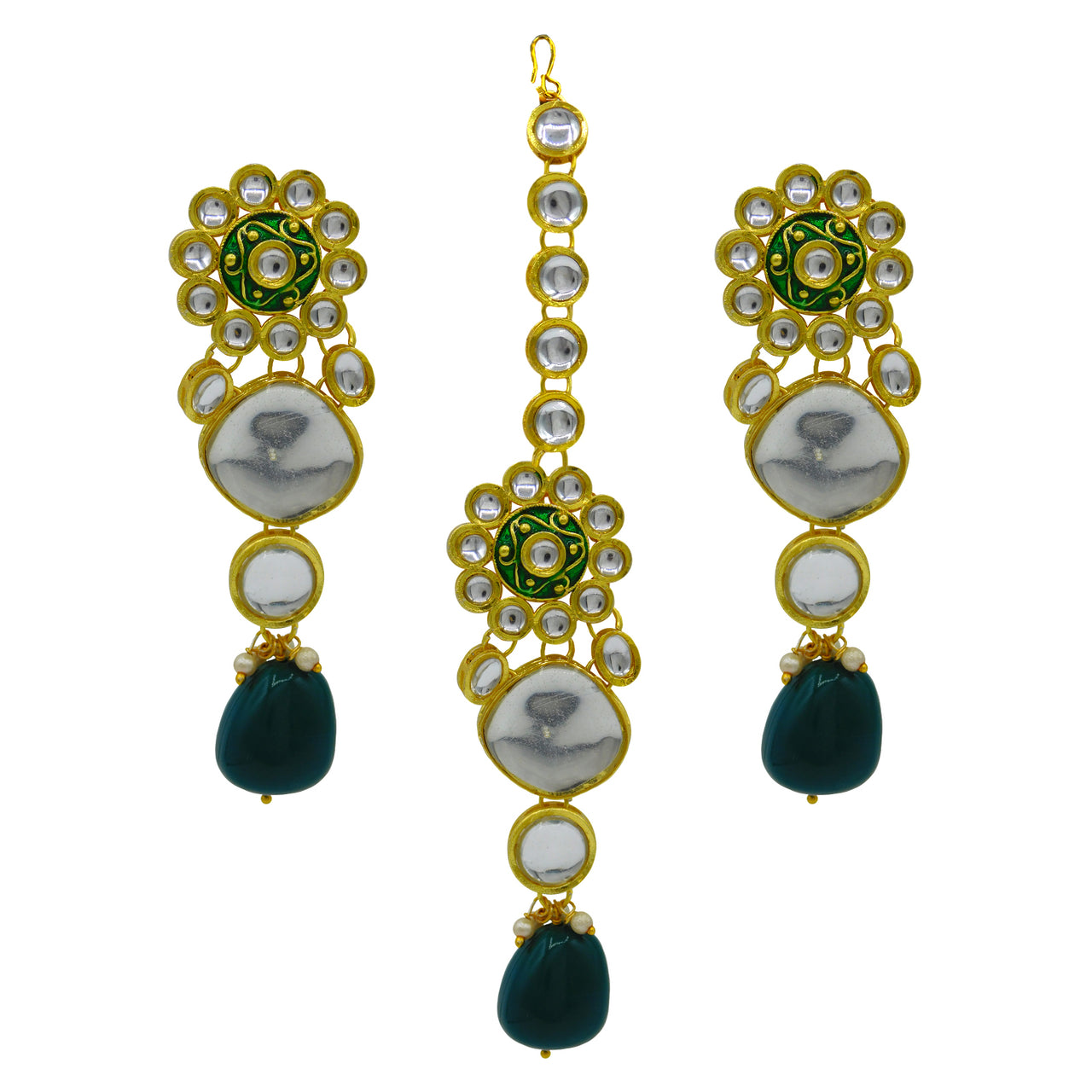 Sujwel Gold Plated Kundan Design Choker Necklace Set (08-0442)