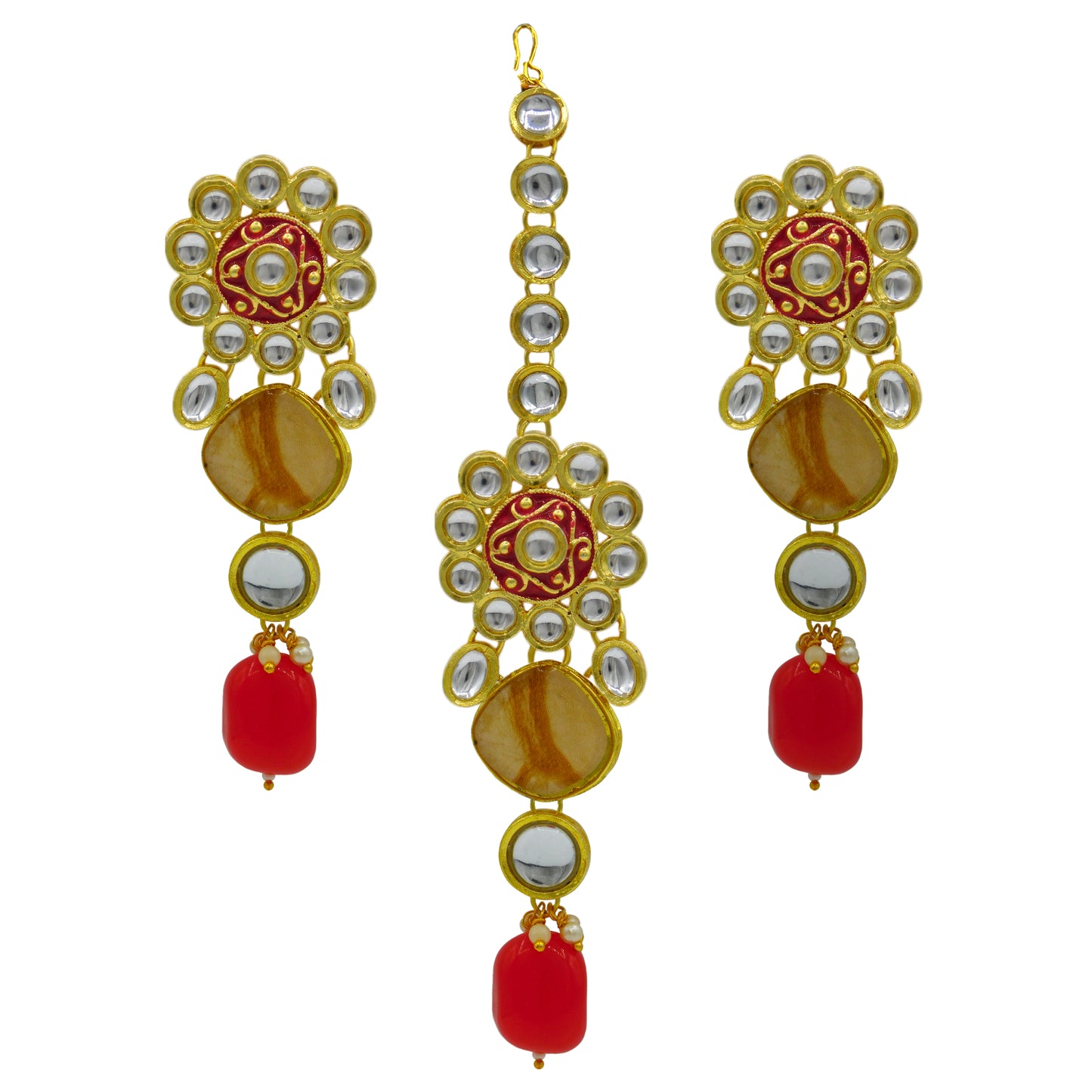 Sujwel Gold Plated Kundan Design Choker Necklace Set For Women (08-0441)