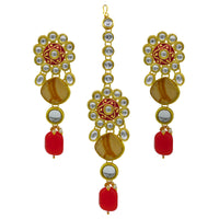 Thumbnail for Sujwel Gold Plated Kundan Design Choker Necklace Set For Women (08-0441)