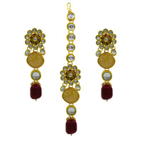 Thumbnail for Sujwel Gold Plated Kundan Design Choker Necklace Set For Women (08-0441)