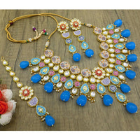 Thumbnail for Sujwel Gold Plated Kundan Floral Design Choker Necklace Set For woman (08-0448)
