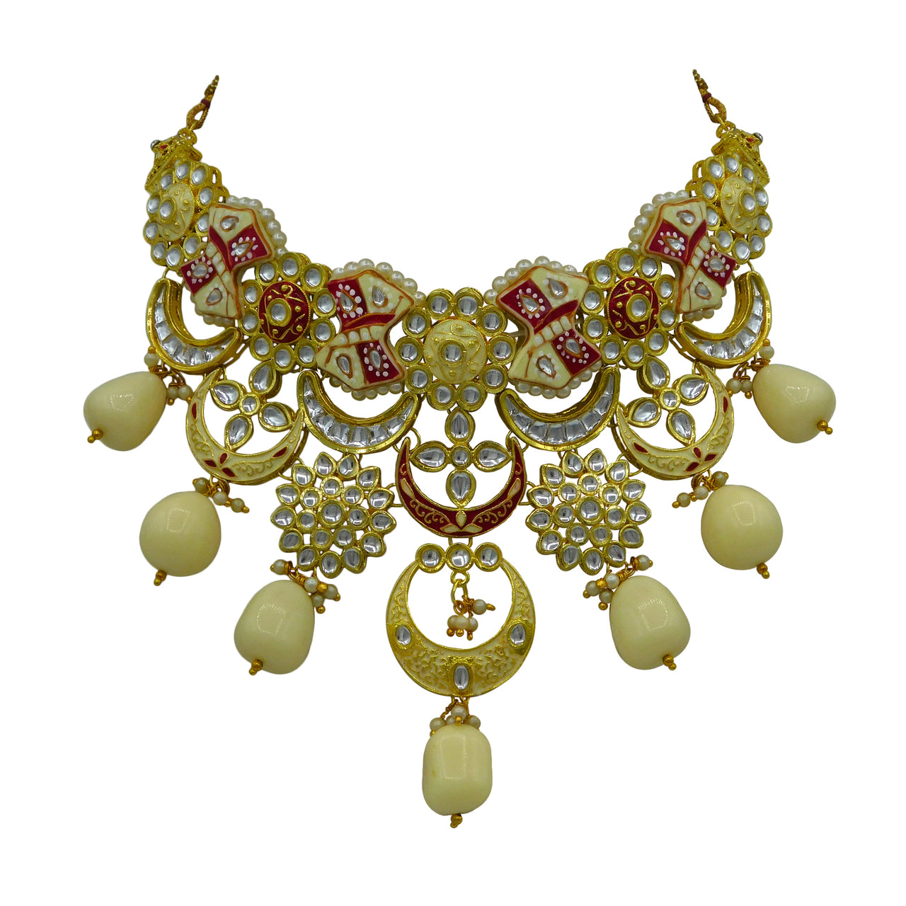 Sujwel Gold Plated Kundan Choker Necklace Set  For Women (08-0452)