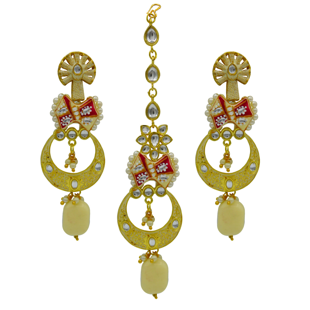 Sujwel Gold Plated Kundan Choker Necklace Set  For Women (08-0452)