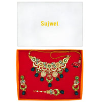 Thumbnail for Sujwel Gold Plated Kundan Choker Necklace Set  For Women (08-0452)