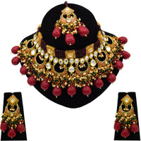 Thumbnail for Traditional Gold Plated Crystal Kundan Choker Necklace for Women (08-0443) - Sujwel