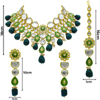 Thumbnail for Sujwel Gold Plated Kundan Floral Design Choker Necklace Set For woman (08-0470)