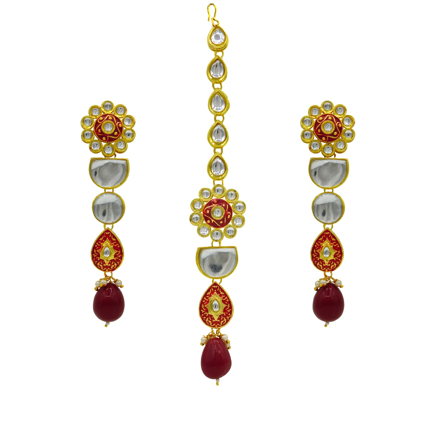 Sujwel Gold Plated Kundan Floral Design Choker Necklace Set For woman (08-0470)