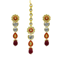 Thumbnail for Sujwel Gold Plated Kundan Floral Design Choker Necklace Set For woman (08-0470)