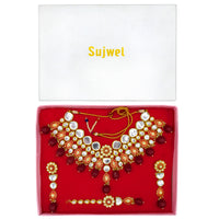 Thumbnail for Sujwel Gold Plated Kundan Floral Design Choker Necklace Set For woman (08-0470)