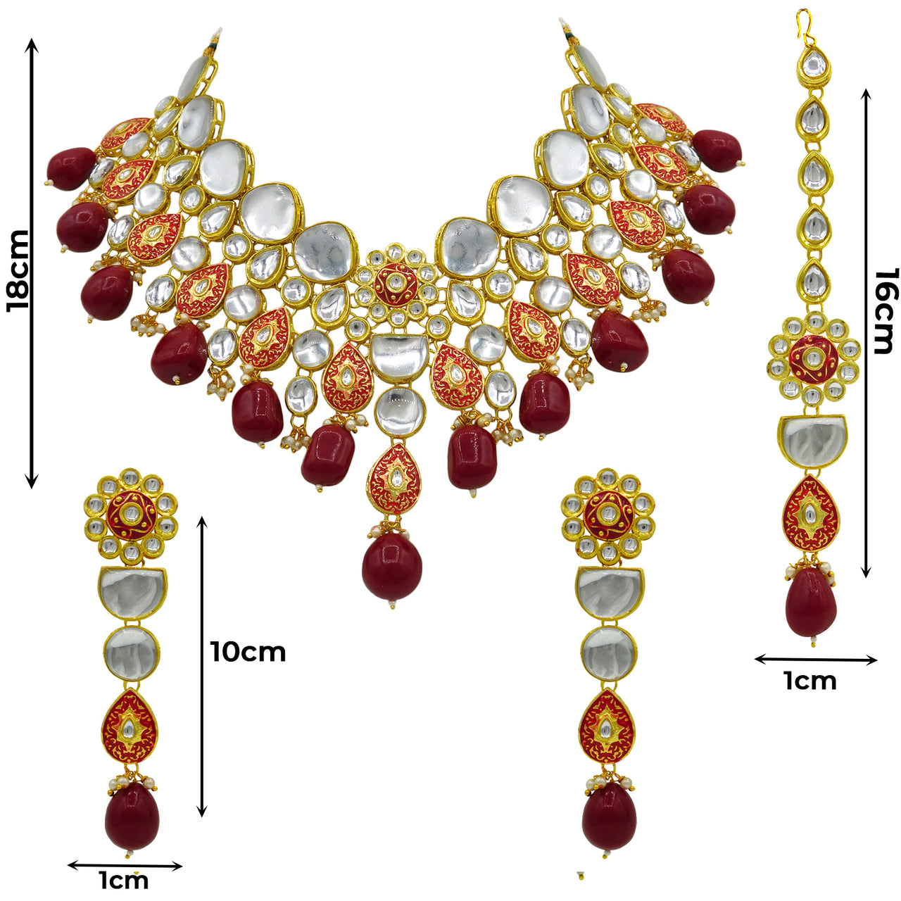 Sujwel Gold Plated Kundan Floral Design Choker Necklace Set For woman (08-0470)