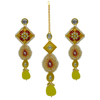 Sujwel Gold Plated Kundan Meenakari Choker Necklace Set for woman (08-0451)