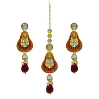 Thumbnail for Sujwel Gold Plated Kundan Meenakari Choker Necklace Set (08-0447) - Sujwel