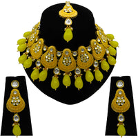 Thumbnail for Sujwel Gold Plated Kundan Meenakari Choker Necklace Set (08-0447) - Sujwel