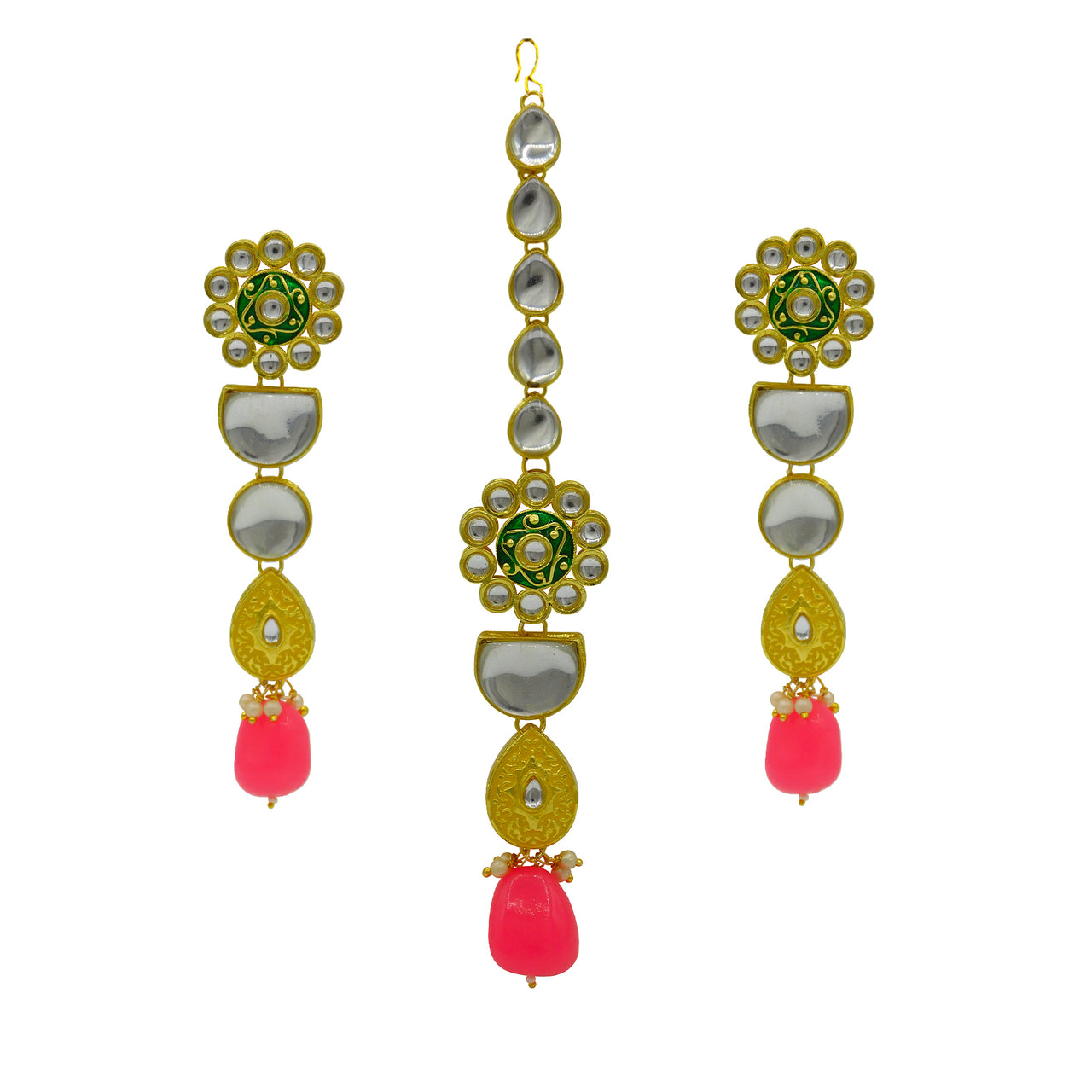 Sujwel Gold Plated Kundan Floral Design Choker Necklace Set For woman (08-0470)