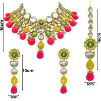 Thumbnail for Sujwel Gold Plated Kundan Floral Design Choker Necklace Set For woman (08-0470)