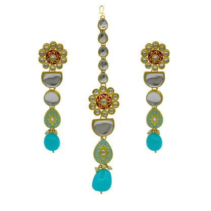 Sujwel Gold Plated Kundan Floral Design Choker Necklace Set For woman (08-0470)