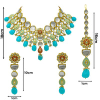 Thumbnail for Sujwel Gold Plated Kundan Floral Design Choker Necklace Set For woman (08-0470)