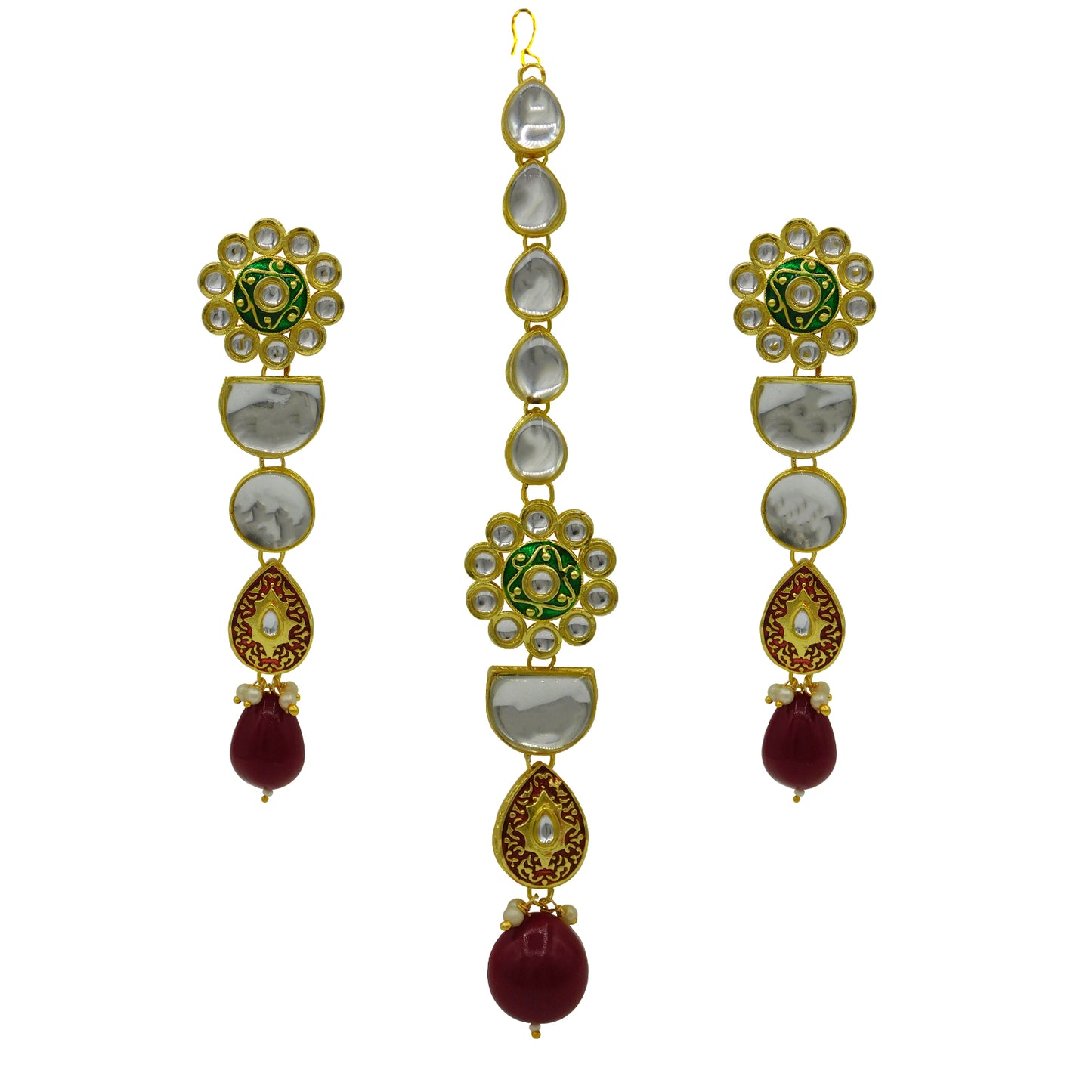 Sujwel Gold Plated Kundan Floral Design Choker Necklace Set For woman (08-0470)