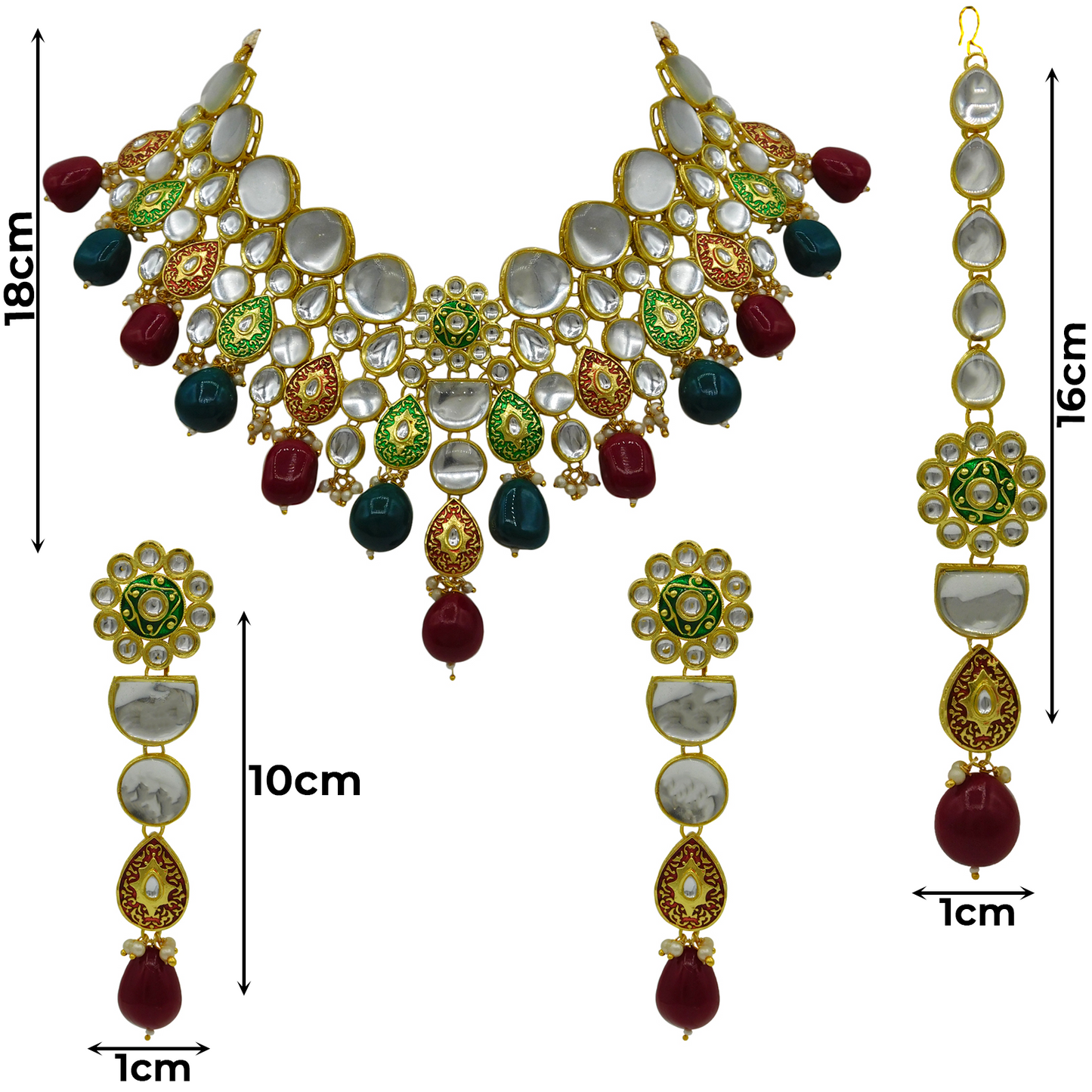 Sujwel Gold Plated Kundan Floral Design Choker Necklace Set For woman (08-0470)