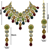 Thumbnail for Sujwel Gold Plated Kundan Floral Design Choker Necklace Set For woman (08-0470)