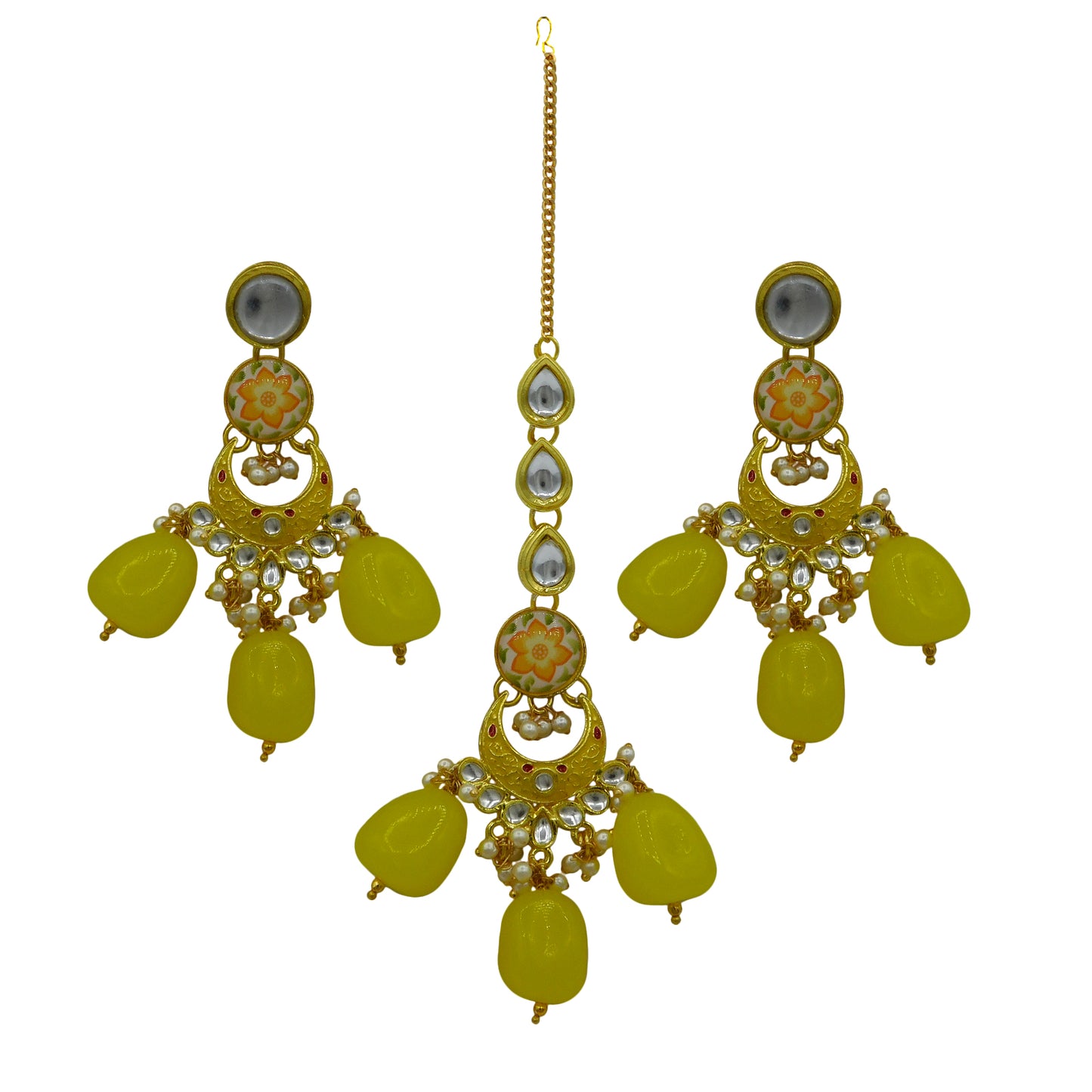 Sujwel Kundan and Meenakari with Floral Chokar Necklace Set (08-0453)