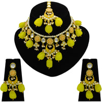 Thumbnail for Sujwel Kundan and Meenakari with Floral Chokar Necklace Set (08-0453) - Sujwel