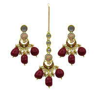Thumbnail for Sujwel Kundan and Meenakari with Floral Chokar Necklace Set (08-0453)