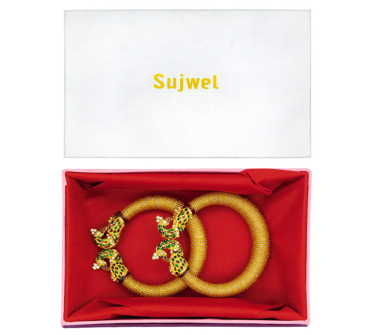 Sujwel Gold-Plated Gold Plated Bangles for Women (10-0203)