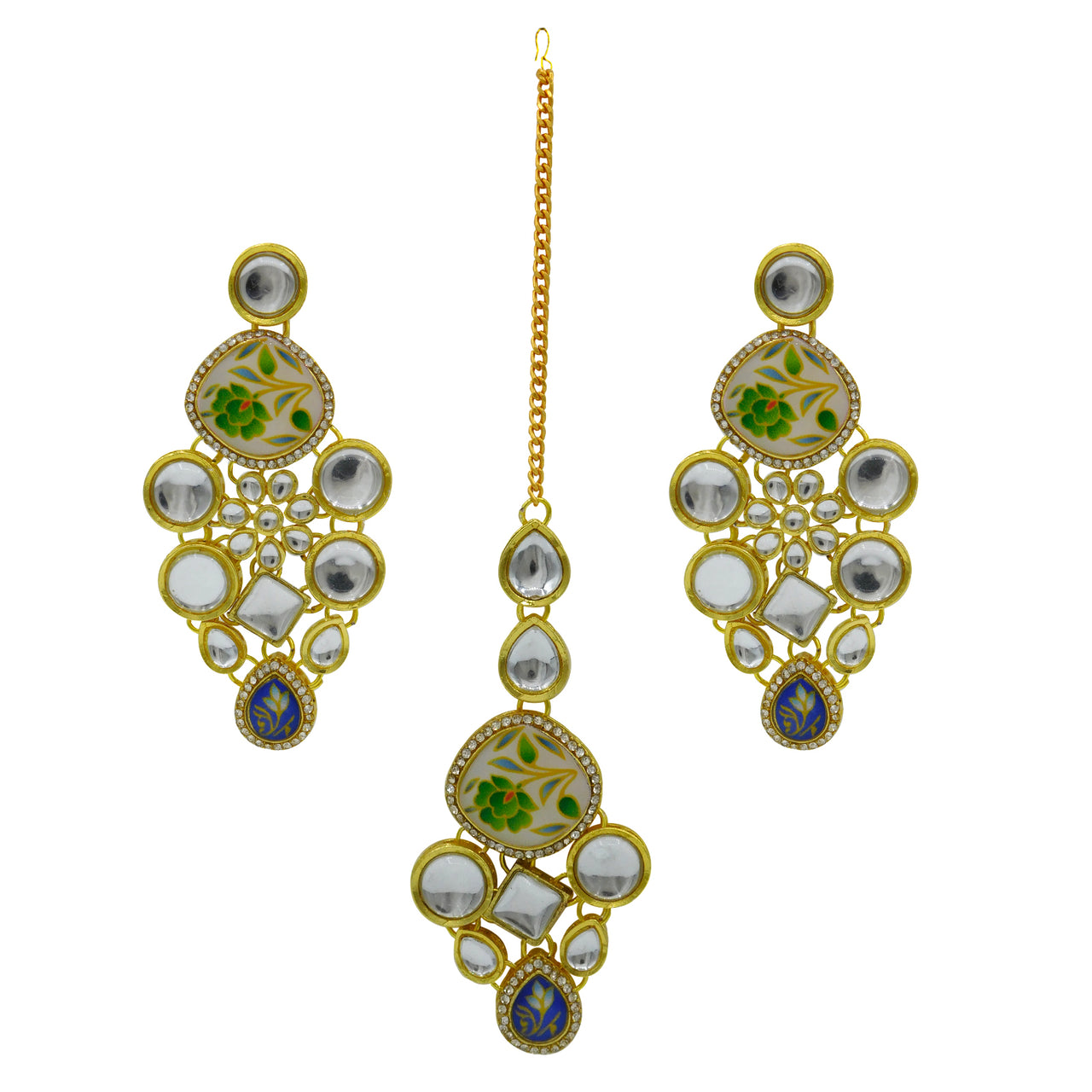 Sujwel Gold Plated Kundan Design Choker Necklace Set For Women (08-0455) - Sujwel